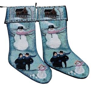 Pat Buckley Moss Christmas Snowman Stocking 1999 RARE